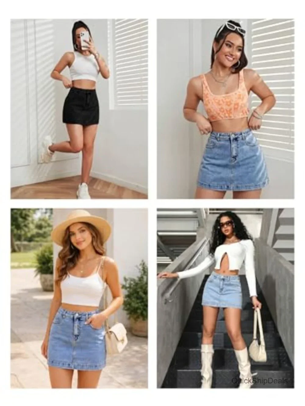 High-Waisted Denim Skort with Built-in Shorts for Women